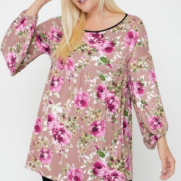 Floral, Bubble Sleeve Tunic - Picture 3 of 4